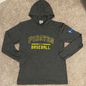 Pittsburgh Pirates gray long sleeve tshirt with hood, adult small